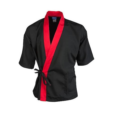 Sm Black And Red 3/4 Sleeve Sushi Chef Coat